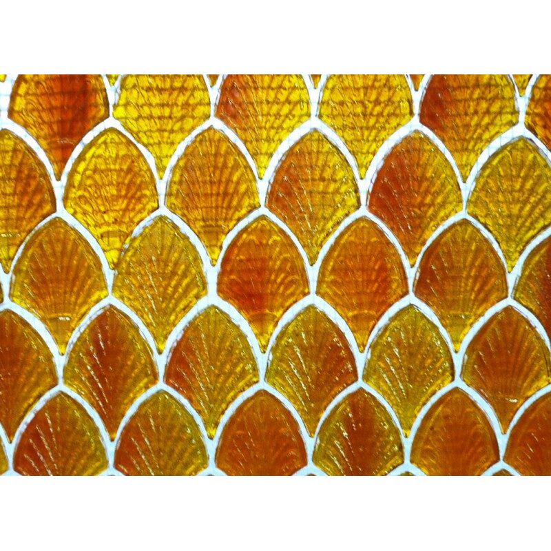Orange mosaïque orange clair palmette nacré par plaque 31 cm
