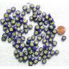 Millefiori bleu et jaune fleur diamètre de 8 mm par 50g