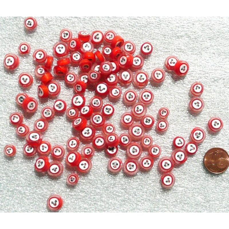 Millefiori rouge visage diamètre de 8 mm par 50g
