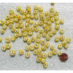 Millefiori jaune visage diamètre de 8 mm par 50g