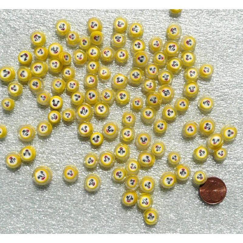 Millefiori jaune visage diamètre de 8 mm par 50g