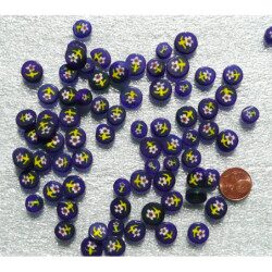 Millefiori bleu fleur jaune diamètre de 8 mm par 50g