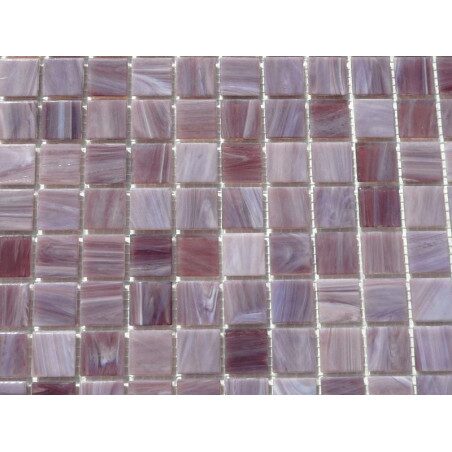 Rose mosaïque pâte de verre rose mauve marbré par plaque 32.5 cm