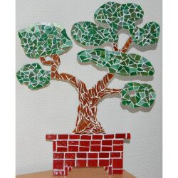 Bonsaï avec mosaiques en verre en relief image mosaïque