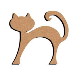 Chat debout queue en haut 15 cm support bois pour mosaïque