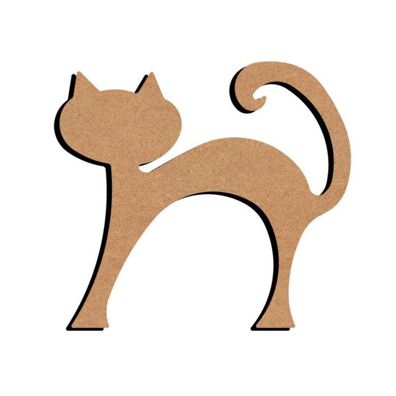Chat debout queue en haut 15 cm support bois pour mosaïque