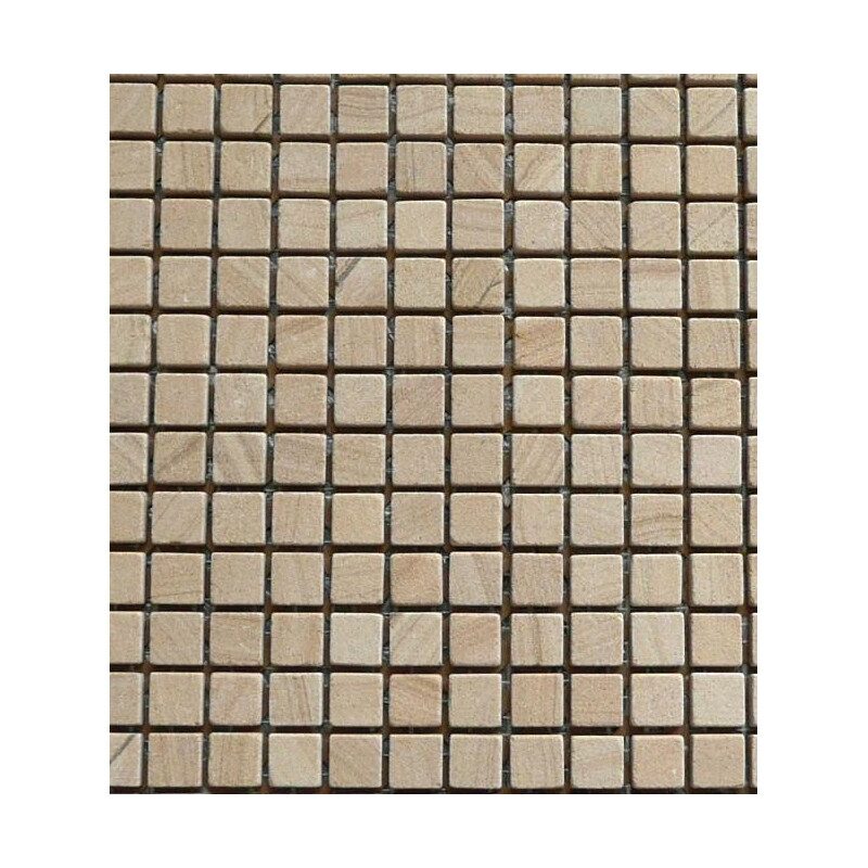 Brun clair aspect bois mosaïque 1.5 cm marbre mat plaque de 36 carreaux