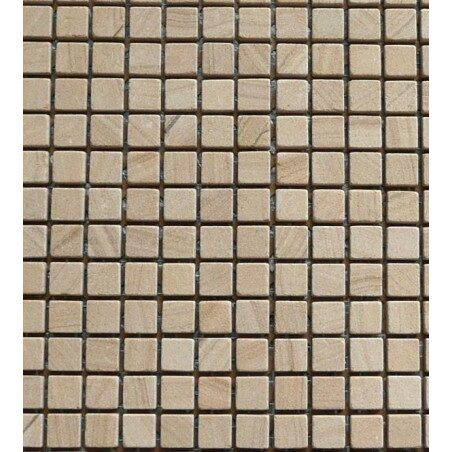 Brun clair aspect bois mosaïque 1.5 cm marbre mat plaque de 36 carreaux
