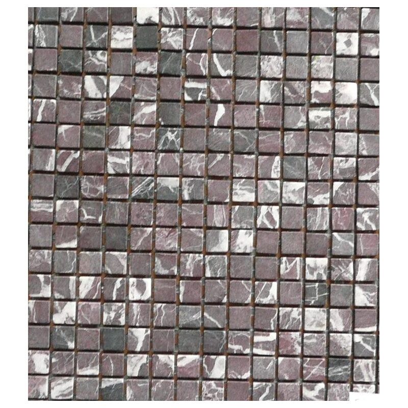 Brun rouge bordeaux blanc mat mosaïque 1.5 cm marbre plaque de 36 carreaux