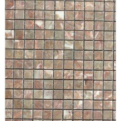 Rose brun gris brillant mosaïque 1.5 cm marbre plaque de 36 carreaux