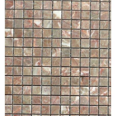 Rose brun gris brillant mosaïque 1.5 cm marbre plaque de 36 carreaux