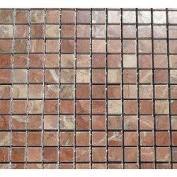 Rouge nuagé brillant mosaïque 1.5 cm marbre plaque de 36 carreaux