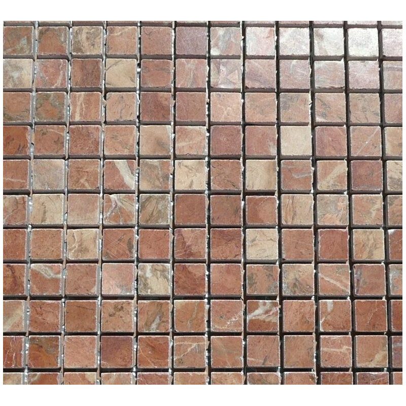 Rouge nuagé brillant mosaïque 1.5 cm marbre plaque de 36 carreaux