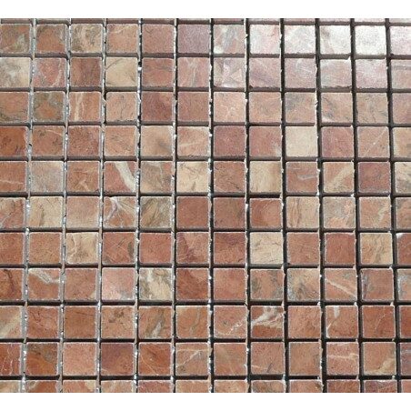 Rouge nuagé brillant mosaïque 1.5 cm marbre plaque de 36 carreaux