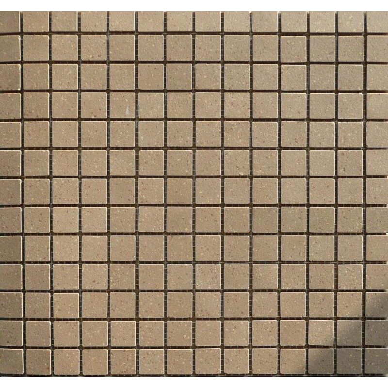 Brun châtaigne moucheté couleur lin mosaïque 2 cm grès antique par plaque 30.4 cm